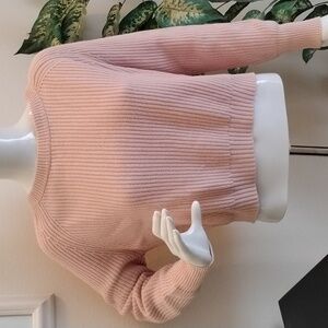 Philosophy Peach Ribbed Crew Neck Cropped Sweater - Size: S